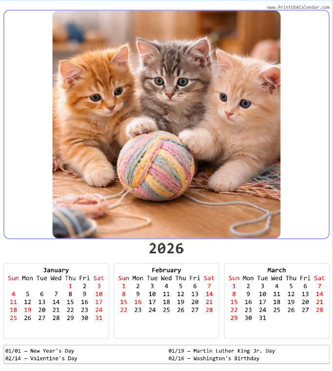 2026 Printable Pet Calendars — Cute Dog & Cat Designs